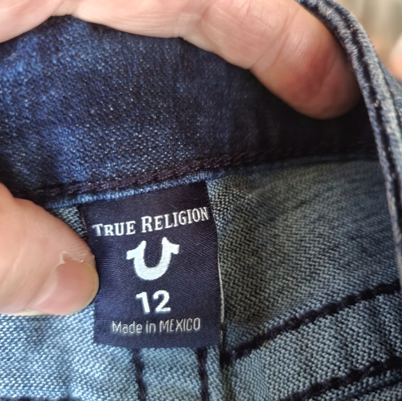 True Religion unisex Slim/skinny straight leg jeans sz12 dark blue - Picture 3 of 7
